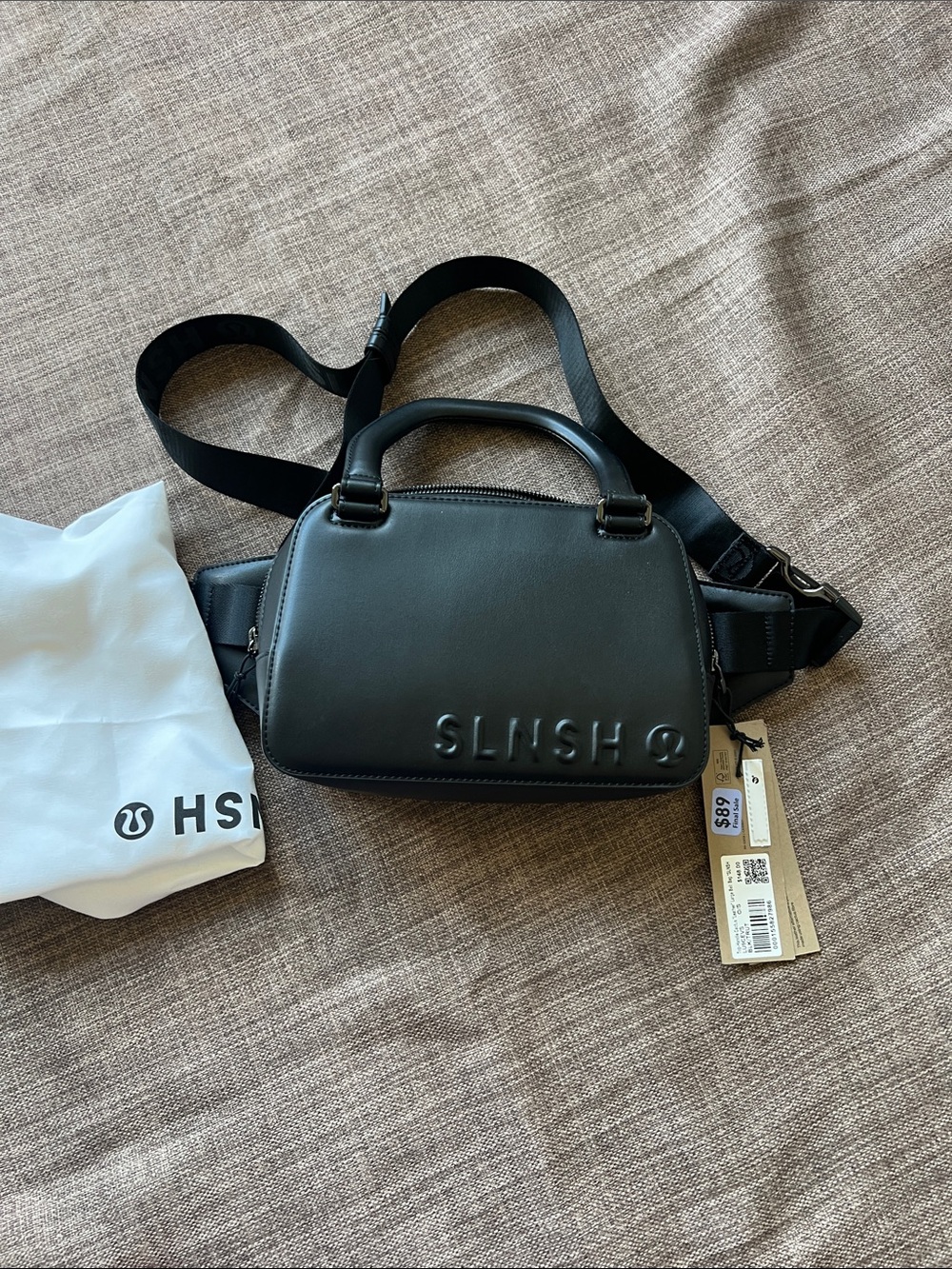 lululemon athletica Black Embossed Sling Belt Bag